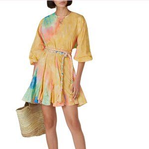 Rhode Ella Tie-Dye Pastel Boho Dress with Braided Belt